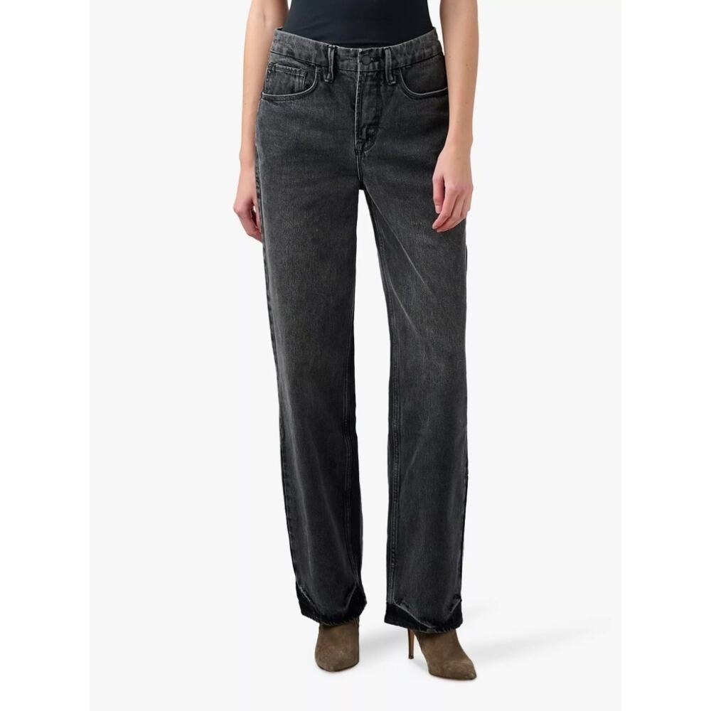 NWT Good American Good 90's Jeans Black High Waist Straight Leg Denim Size 26